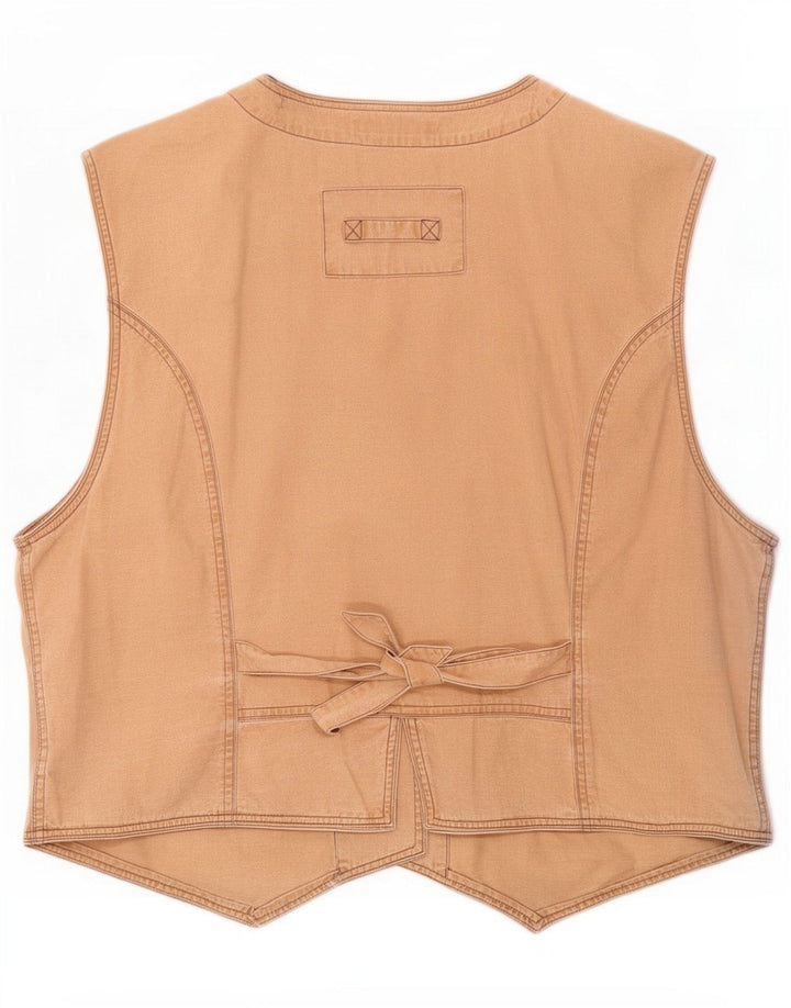 Julius Lang Womens Waistcoat IT 44 Medium Beige Cotton