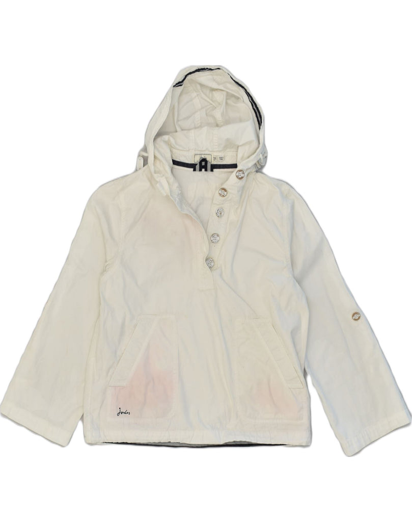 JOULES Womens Hooded Pullover Rain Jacket UK 8 Small Off White Cotton | Vintage Joules | Thrift | Second-Hand Joules | Used Clothing | Messina Hembry 