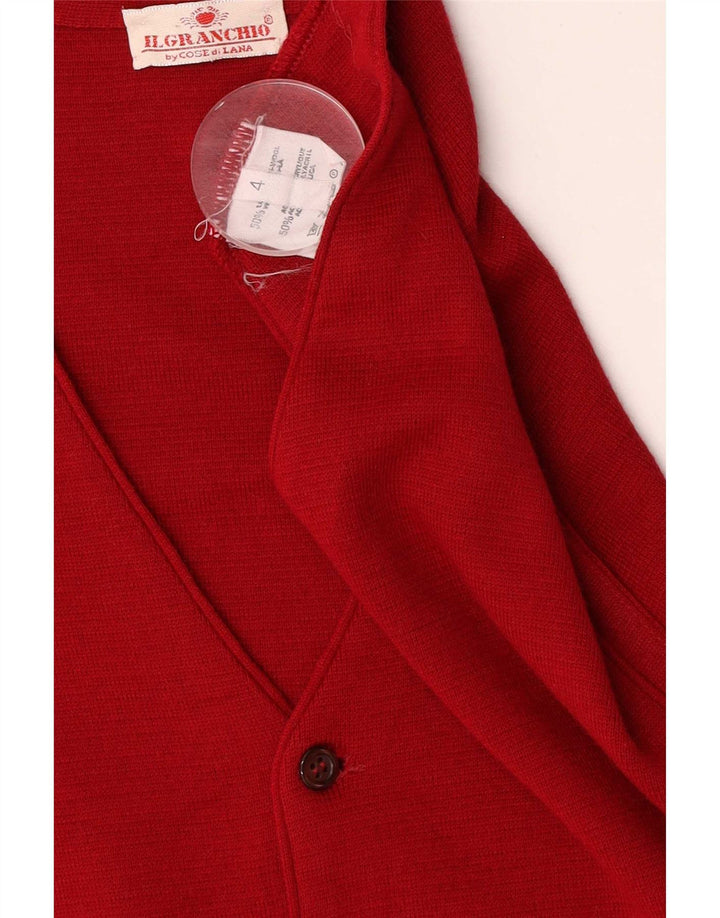Il Granchio Mens Knit Waistcoat Medium Red Wool