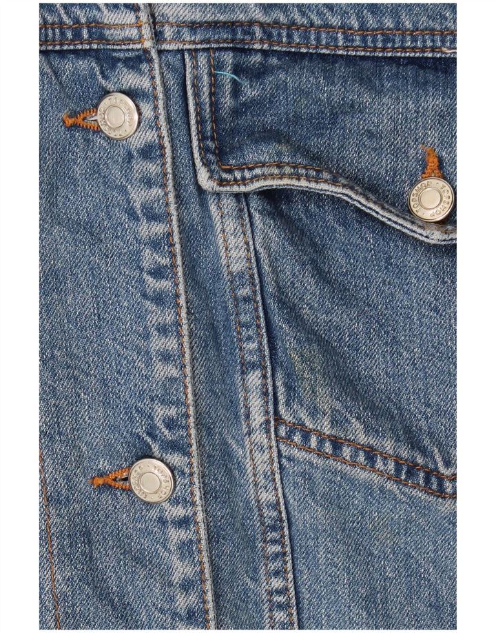 Topshop Womens Oversized Denim Sherpa Jacket UK 10 Small Blue Cotton