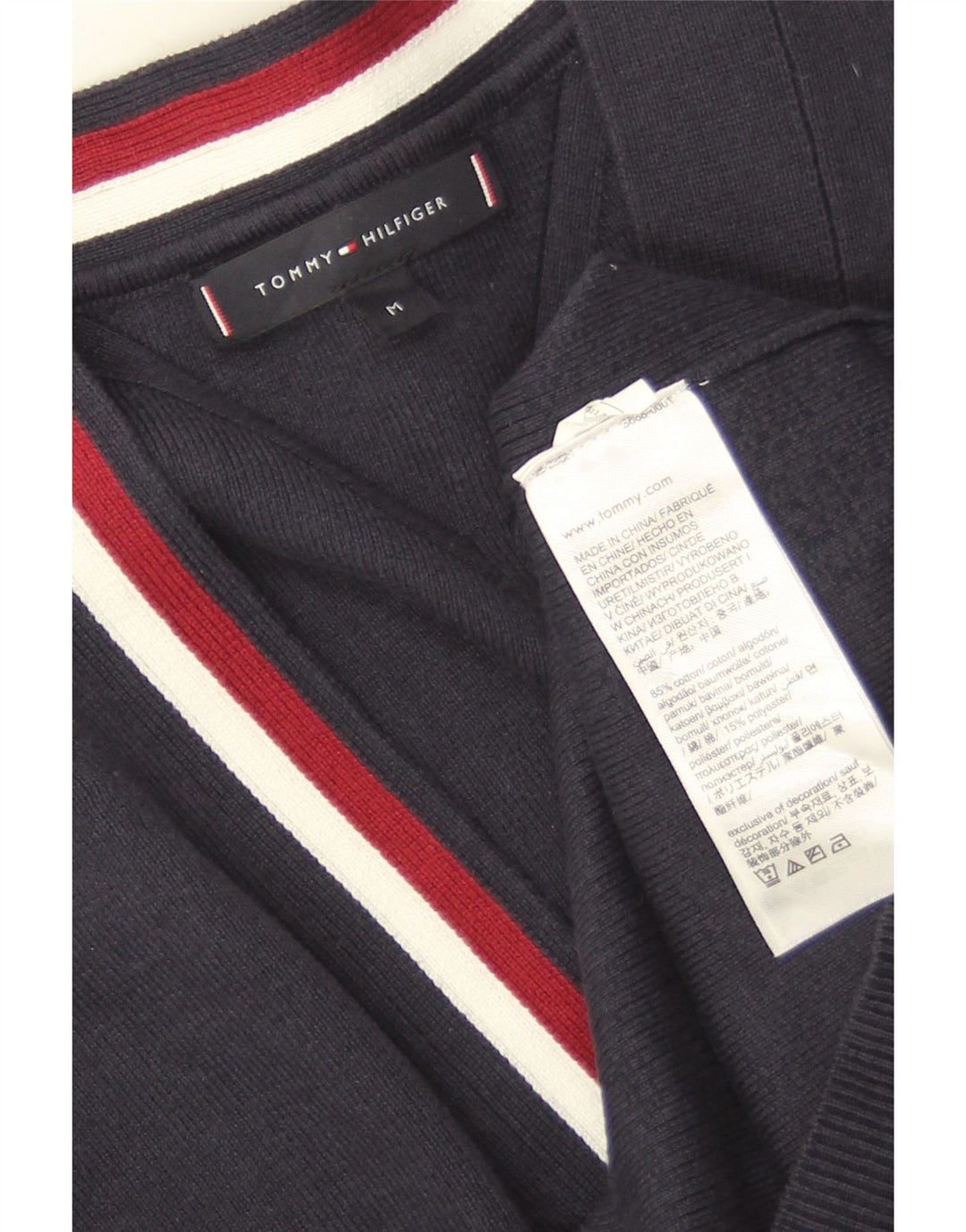 Tommy Hilfiger Mens Cardigan Sweater Medium Navy Blue Cotton