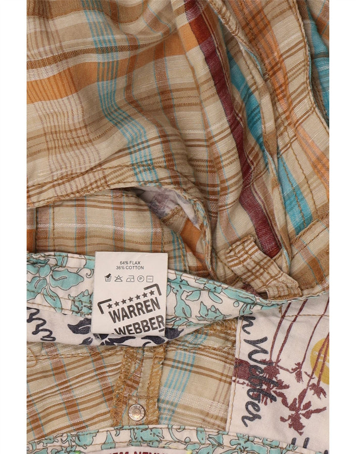Warren Webber Mens Cargo Shorts XL W36  Beige Check Flax