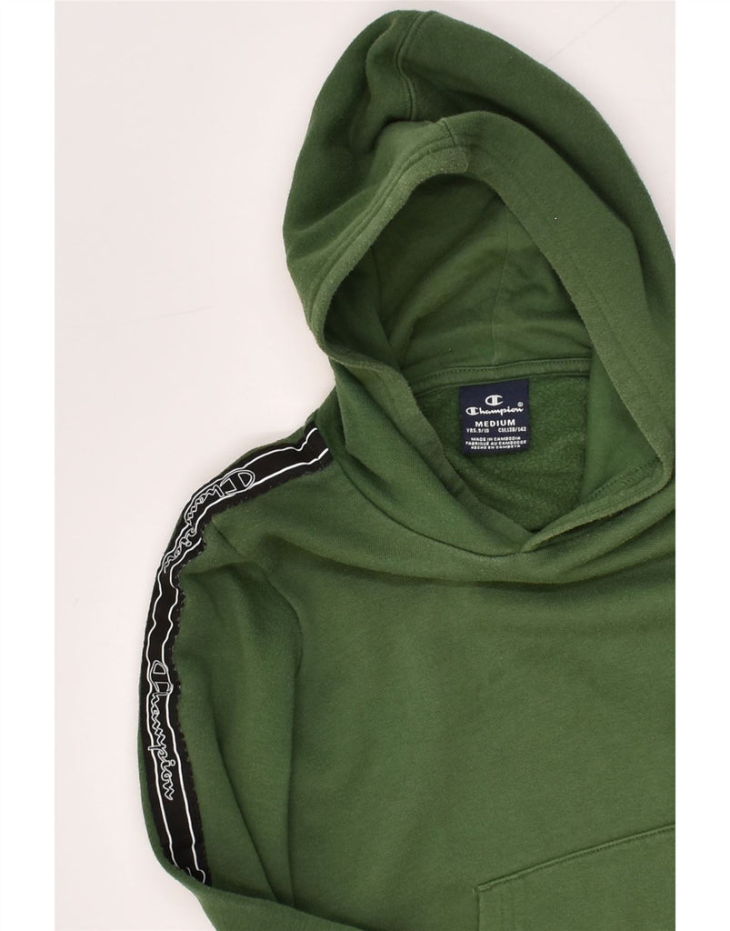 CHAMPION Boys Graphic Hoodie Jumper 9-10 Years Medium Green Cotton | Vintage Champion | Thrift | Second-Hand Champion | Used Clothing | Messina Hembry 