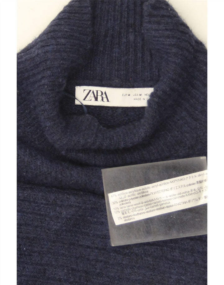 Zara Womens Jumper Dress UK 14 Medium Navy Blue Acrylic