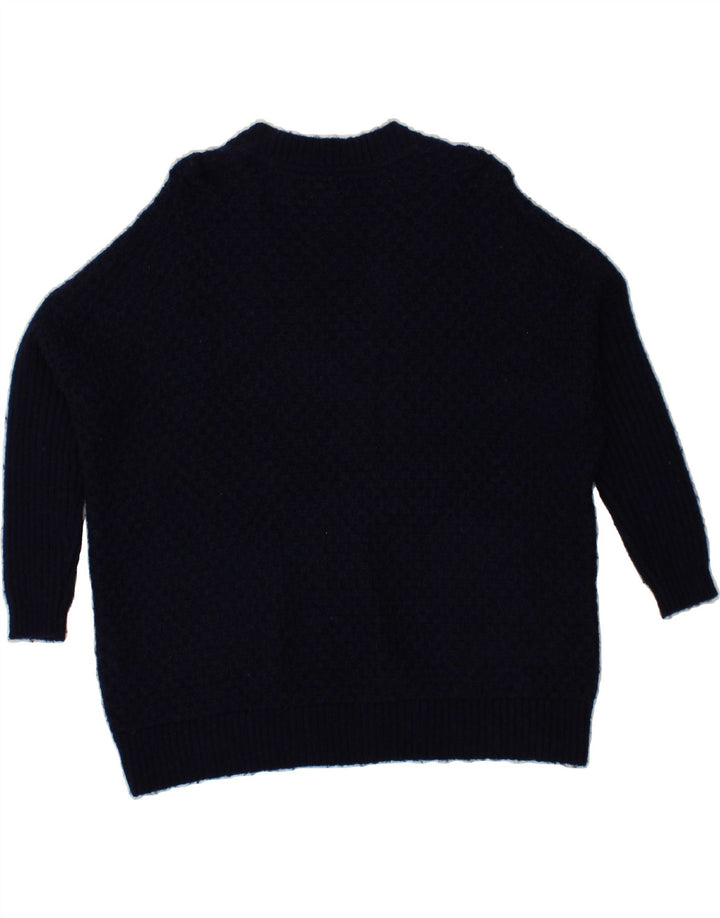 FAT FACE Womens Oversized V-Neck Jumper Sweater UK 10 Small Navy Blue Vintage Fat Face and Second-Hand Fat Face from Messina Hembry 