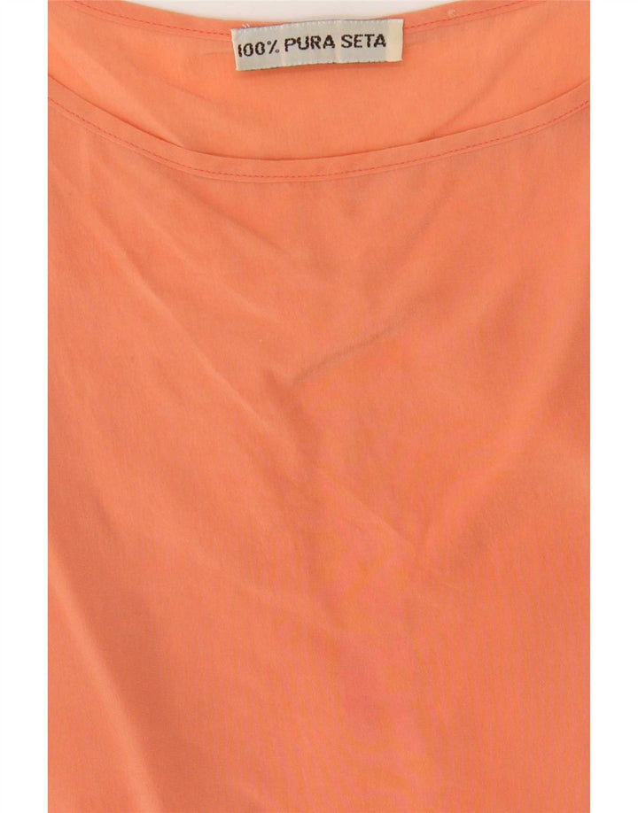 Vintage Womens Sleeveless Blouse Top UK 16 Large Orange Silk