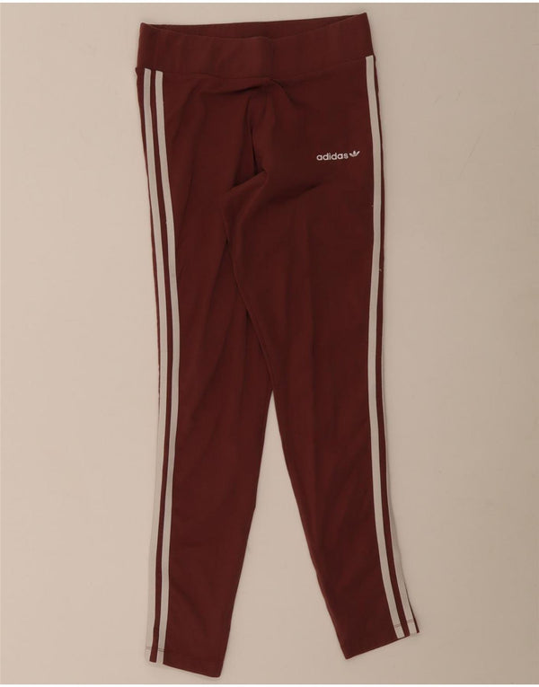 Adidas Womens Leggings UK 10 Small Burgundy Cotton