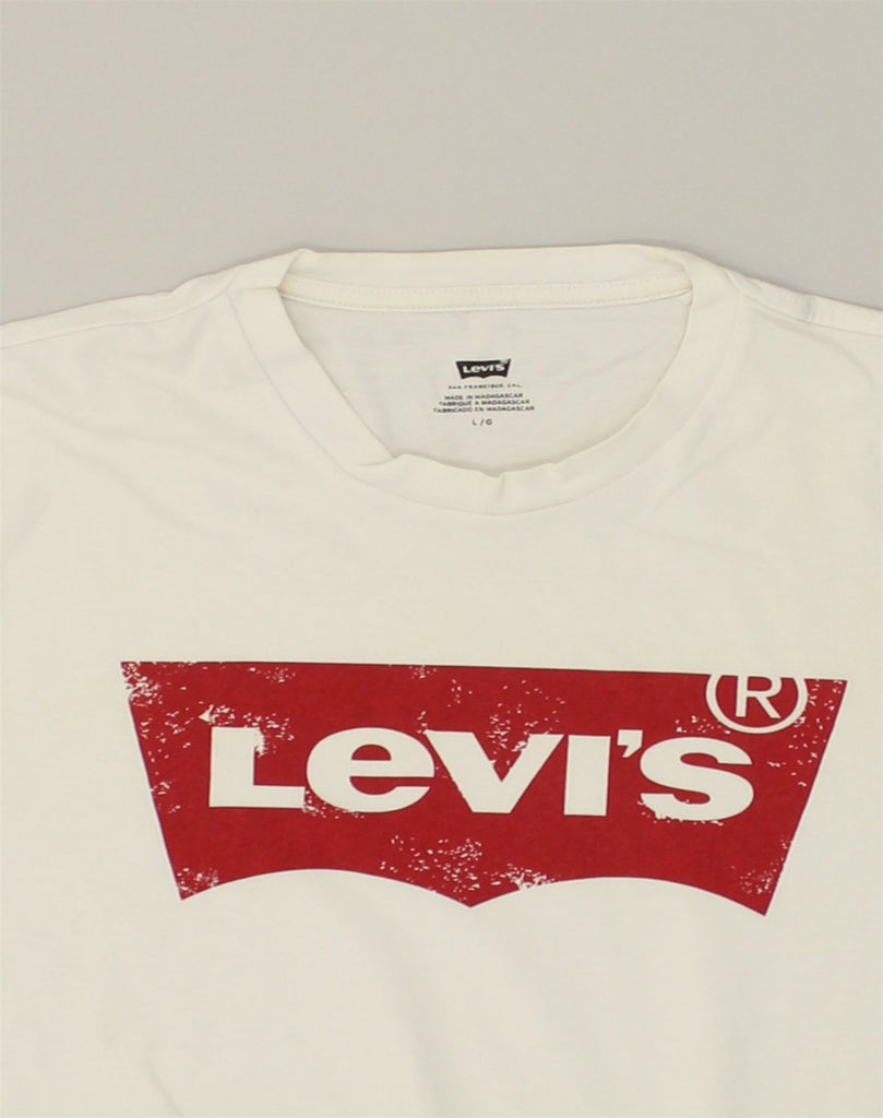 LEVI'S Womens Graphic T-Shirt Top UK 14 Large White Cotton | Vintage Levi's | Thrift | Second-Hand Levi's | Used Clothing | Messina Hembry 