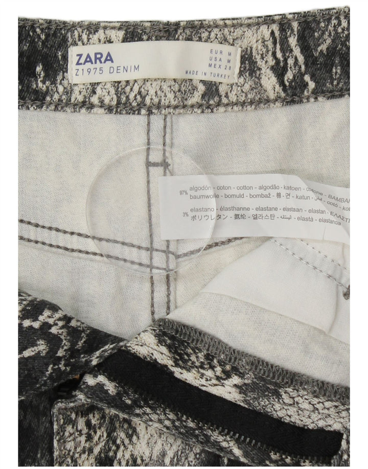ZARA Womens Mini Skirt Medium W30  Grey Animal Print Cotton