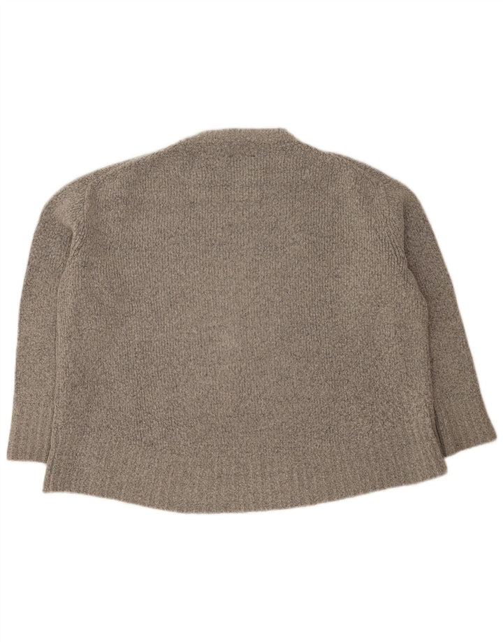 Zara Womens Oversized Crew Neck Jumper Sweater UK 10 Small Grey Acrylic