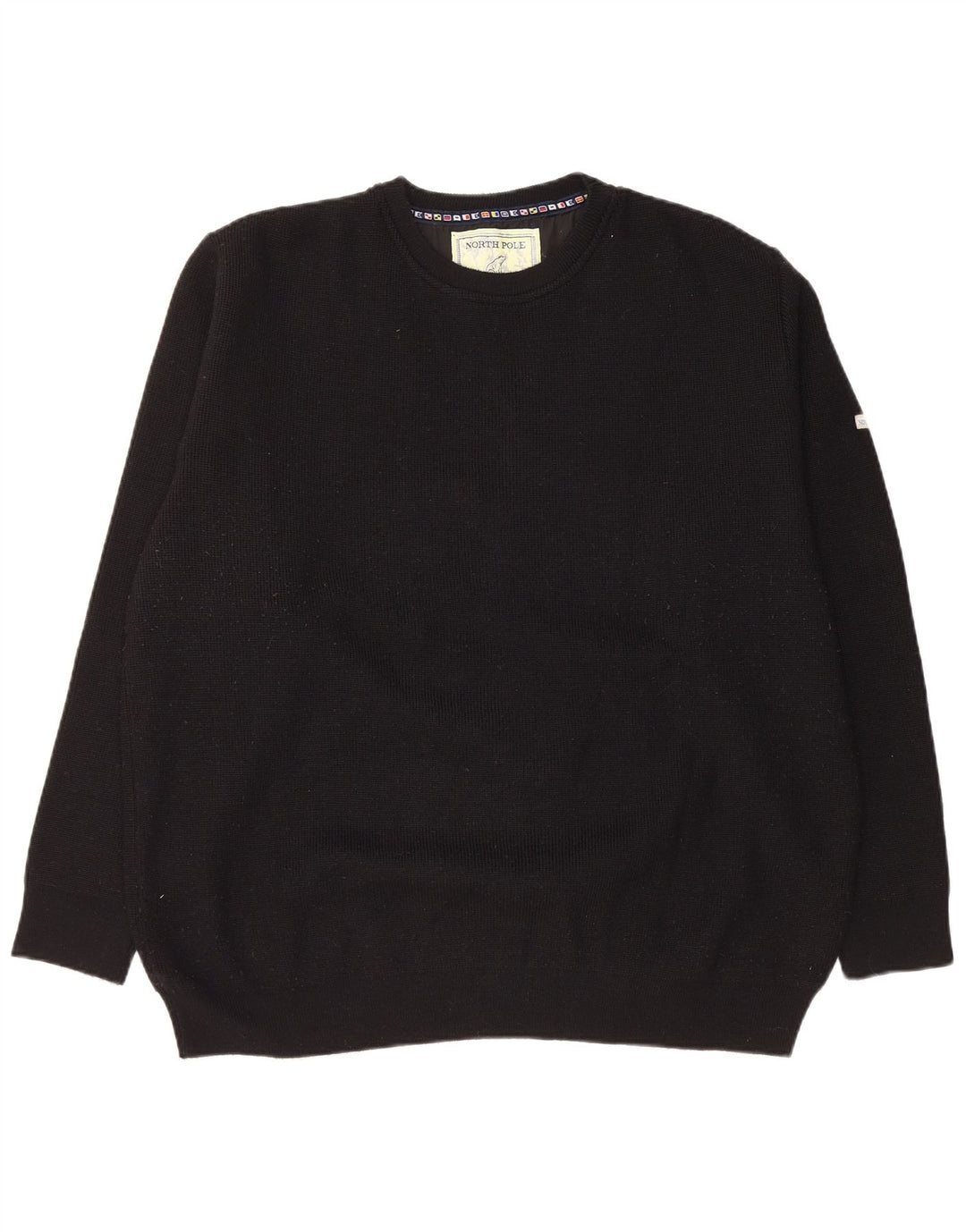 NORTH POLE Mens Crew Neck Jumper Sweater 2XL Black Wool