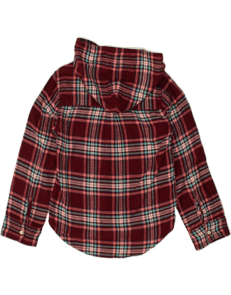 ABERCROMBIE & FITCH Girls Hooded Flannel Shirt 7-8 Years Maroon Check | Vintage Abercrombie & Fitch | Thrift | Second-Hand Abercrombie & Fitch | Used Clothing | Messina Hembry 