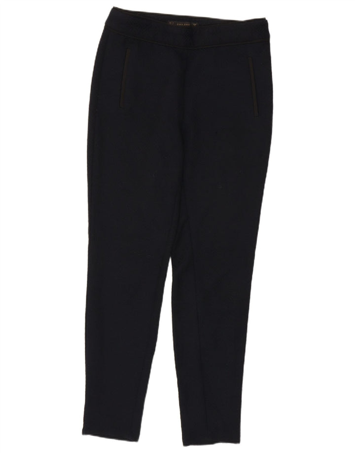 Zara Womens Slim Chino Trousers Medium W28 L28 Navy Blue Geometric