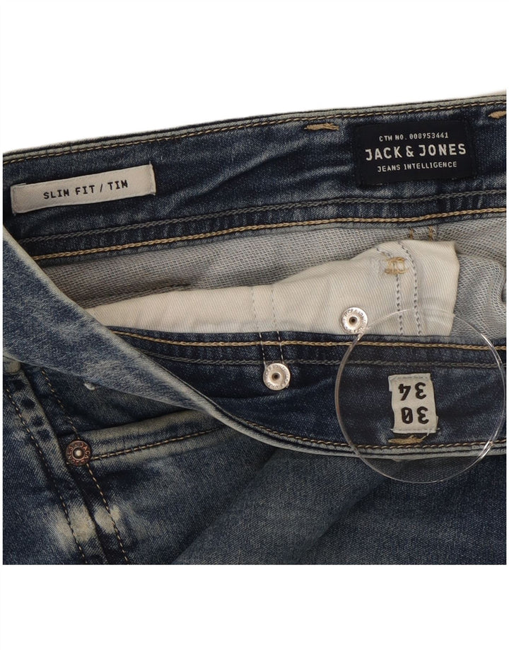JACK & JONES Mens Tim Slim Jeans W30 L34 Blue Cotton