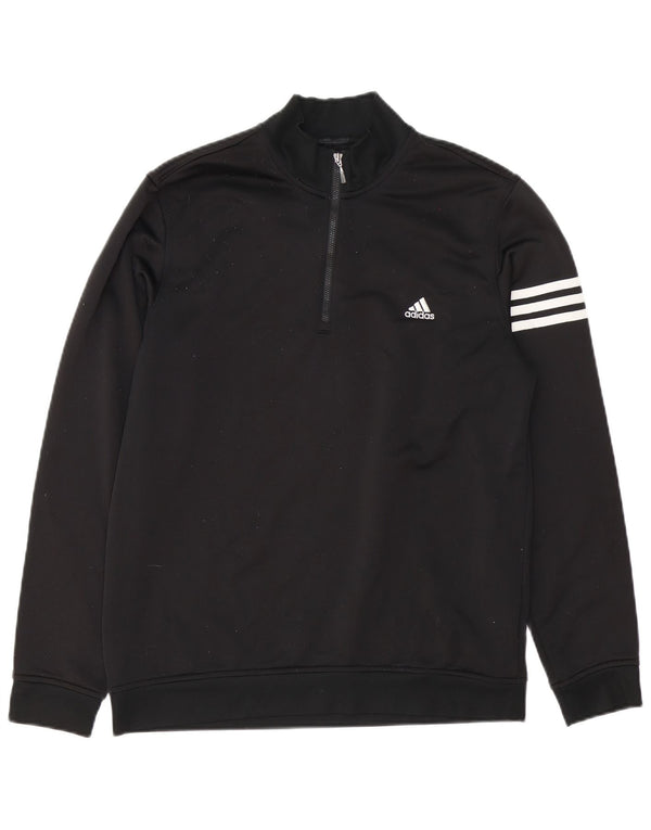 Adidas Mens Climalite Zip Neck Sweatshirt Jumper Medium Black Polyester