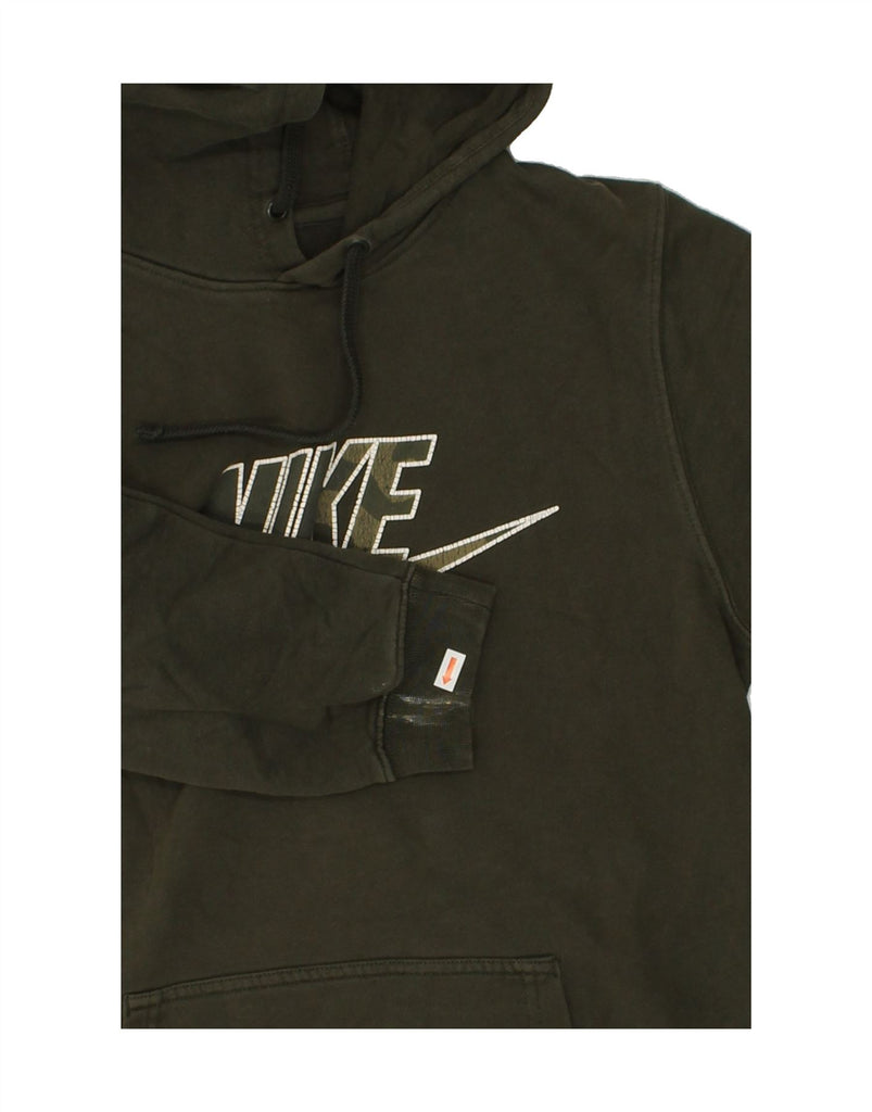 NIKE Mens Graphic Hoodie Jumper Small Khaki Cotton | Vintage Nike | Thrift | Second-Hand Nike | Used Clothing | Messina Hembry 