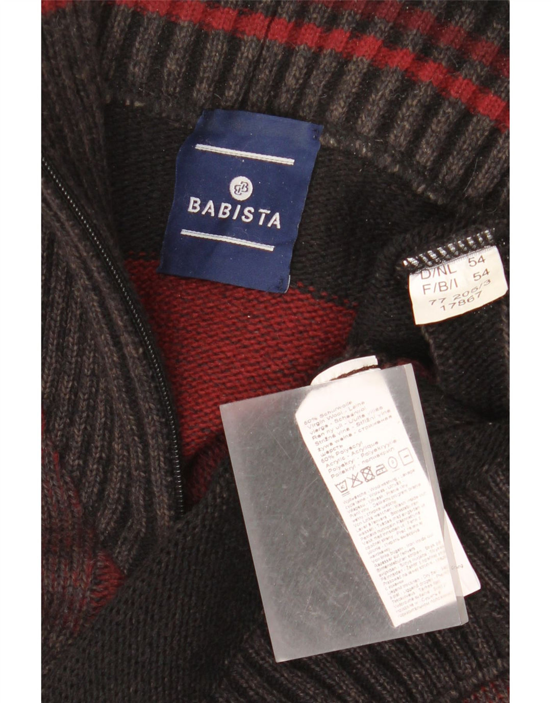 BABISTA Mens Zip Neck Jumper Sweater IT 54 XL Multicoloured Striped