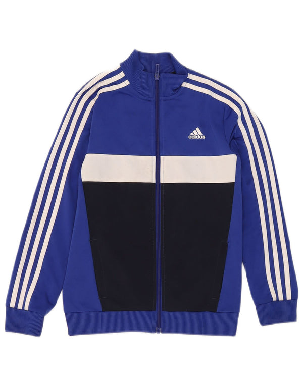 Adidas Boys Aeroready Tracksuit Top Jacket 9-10 Years Blue Colourblock