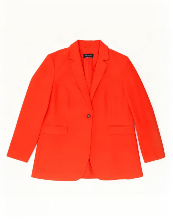 Marks & Spencer Womens 1 Button Blazer Jacket UK 16 Large Orange Polyester