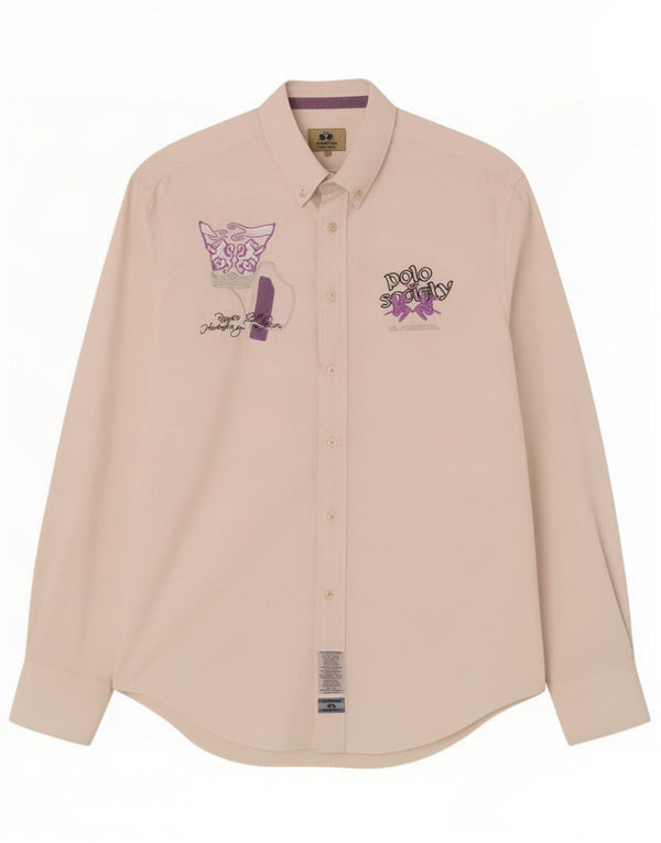 La Martina Mens Graphic Shirt Large White Cotton