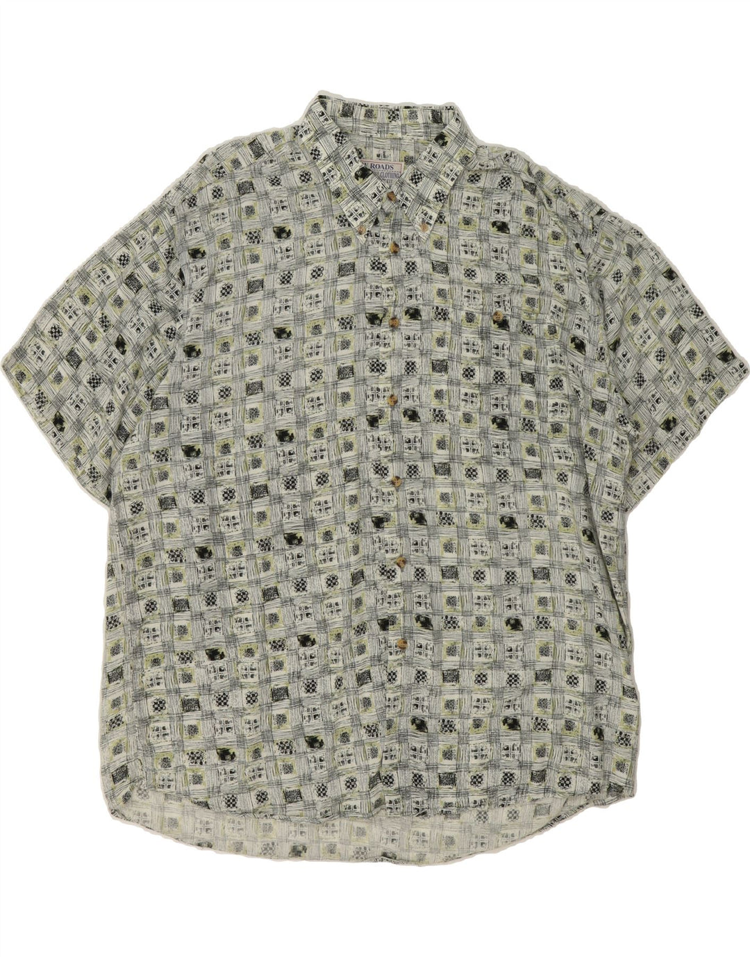 NEW ROADS Mens Short Sleeve Shirt 2XL Green Check Viscose Vintage New Roads and Second-Hand New Roads from Messina Hembry 