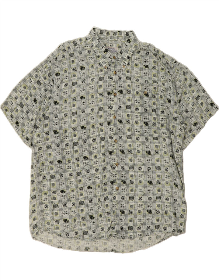 NEW ROADS Mens Short Sleeve Shirt 2XL Green Check Viscose Vintage New Roads and Second-Hand New Roads from Messina Hembry 