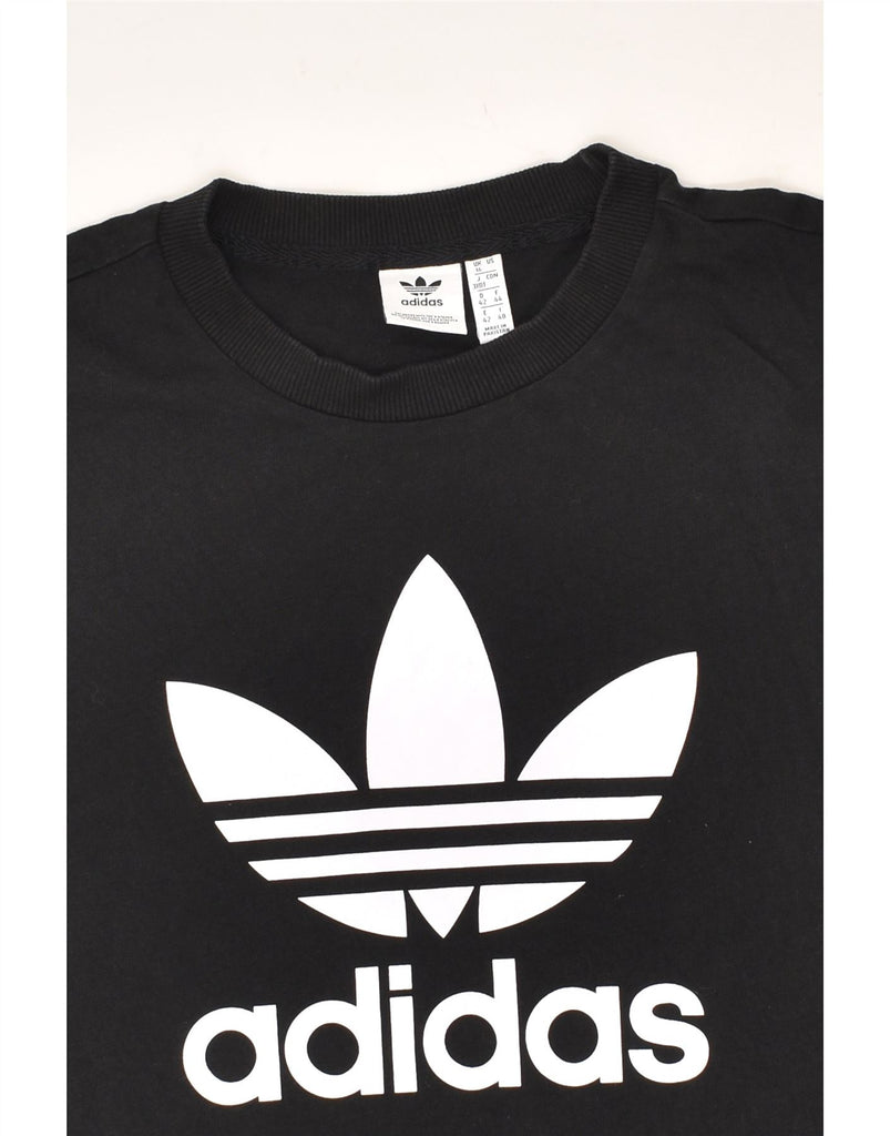 ADIDAS Womens Graphic T-Shirt Top UK 16 Large Black Cotton | Vintage Adidas | Thrift | Second-Hand Adidas | Used Clothing | Messina Hembry 