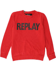 REPLAY Mens Graphic Sweatshirt Jumper Small Red Cotton