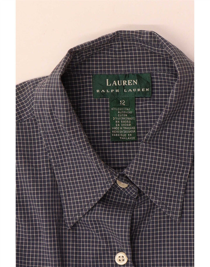 Ralph Lauren Womens Shirt US 12 Large Navy Blue Check Cotton