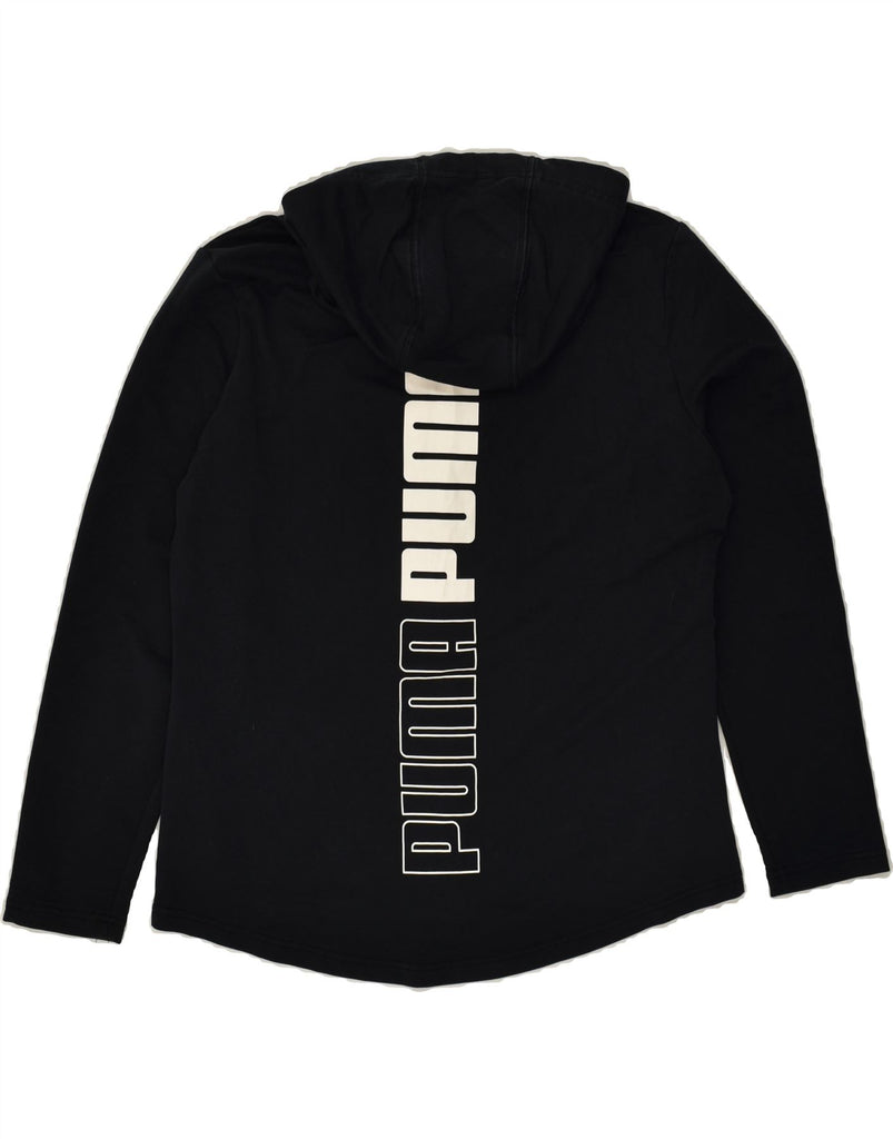 PUMA Womens Graphic Zip Hoodie Sweater UK 14 Large Black Cotton | Vintage Puma | Thrift | Second-Hand Puma | Used Clothing | Messina Hembry 
