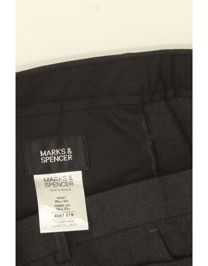 Marks & Spencer Mens Pegged Suit Trousers W34 L31 Grey Polyester