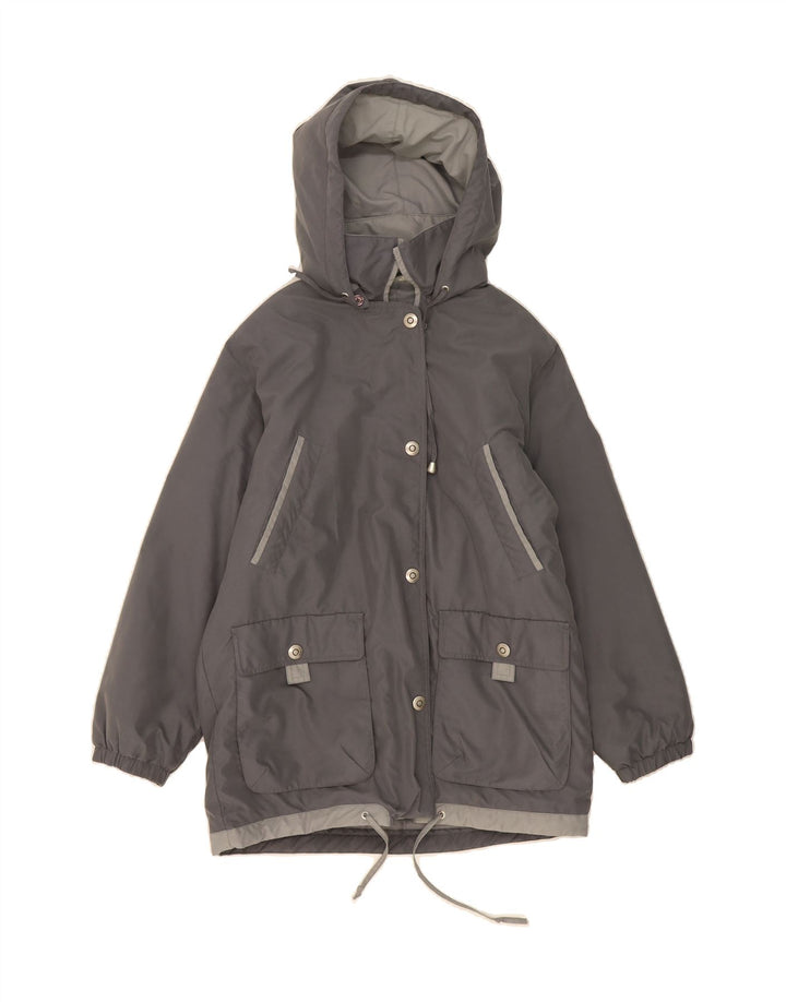 VINTAGE Womens Hooded Parka Jacket UK 14 Large Grey Polyamide Vintage Vintage and Second-Hand Vintage from Messina Hembry 