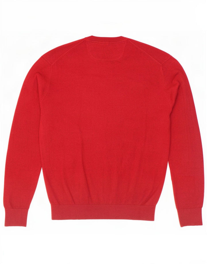 Bugatti Mens V-Neck Jumper Sweater Medium Burgundy Cotton