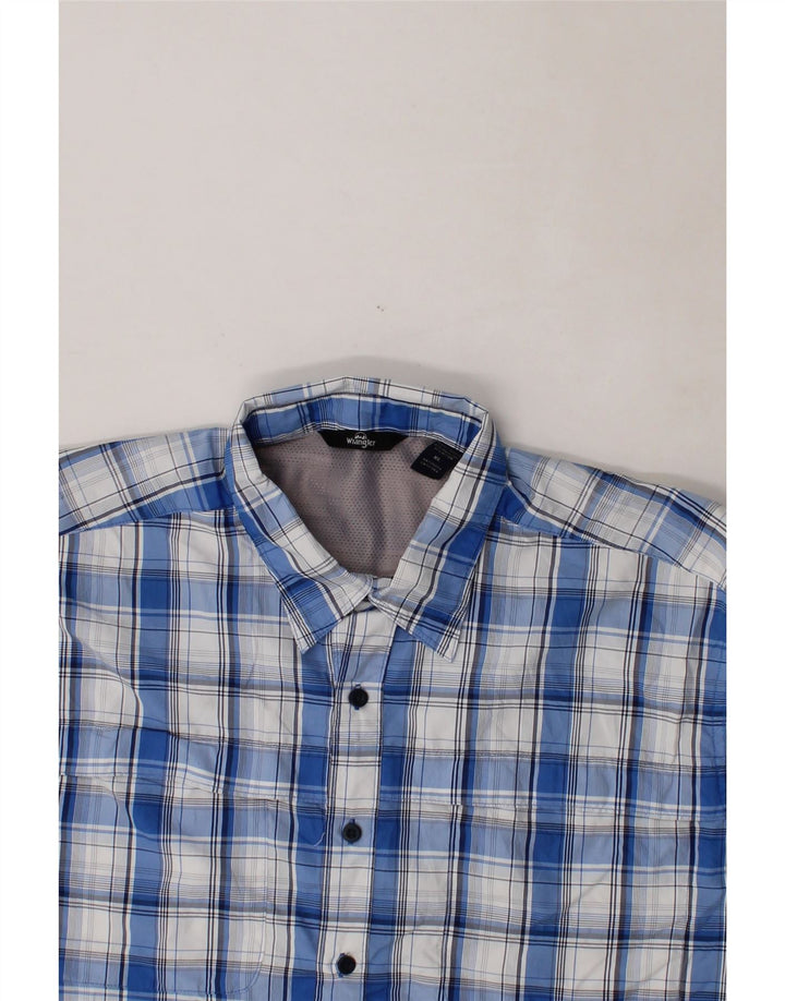 WRANGLER Mens Short Sleeve Shirt XL Blue Check Polyester Vintage Wrangler and Second-Hand Wrangler from Messina Hembry 