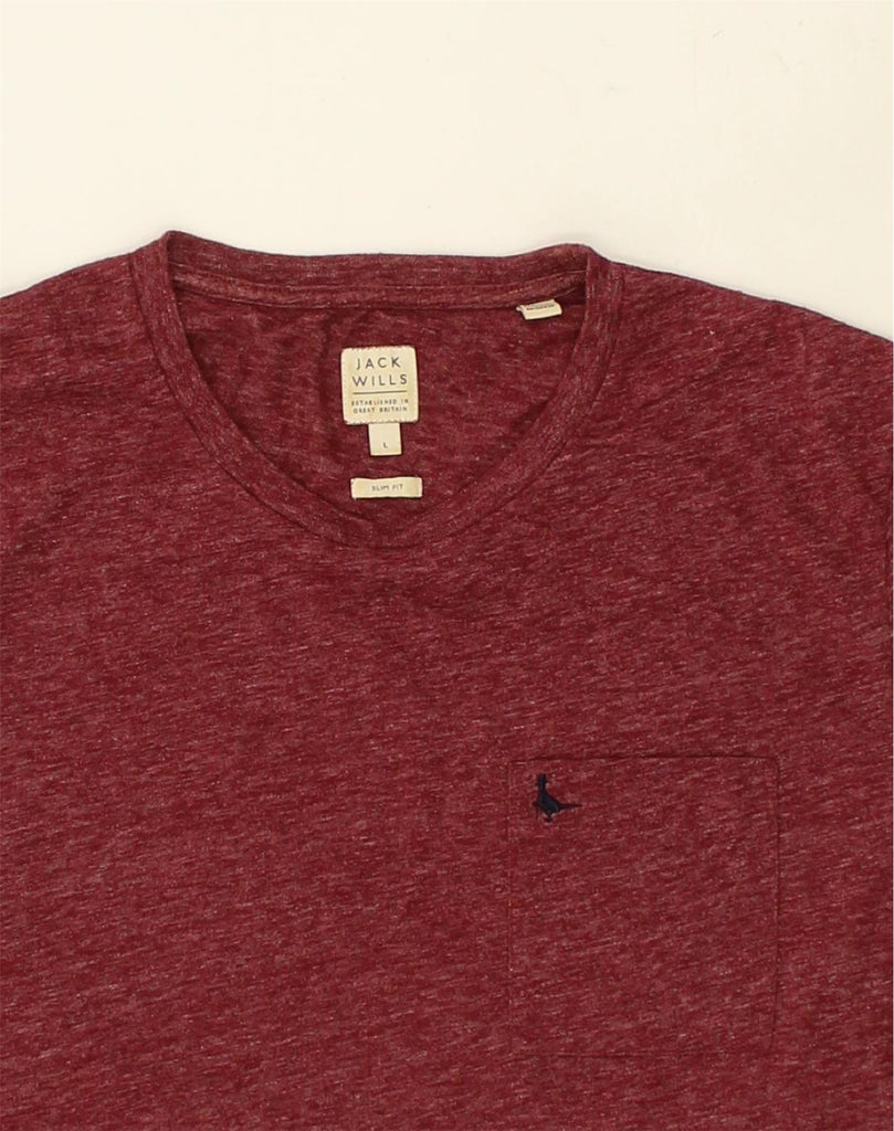 JACK WILLS Mens Slim Fit T-Shirt Top Large Burgundy Cotton | Vintage Jack Wills | Thrift | Second-Hand Jack Wills | Used Clothing | Messina Hembry 