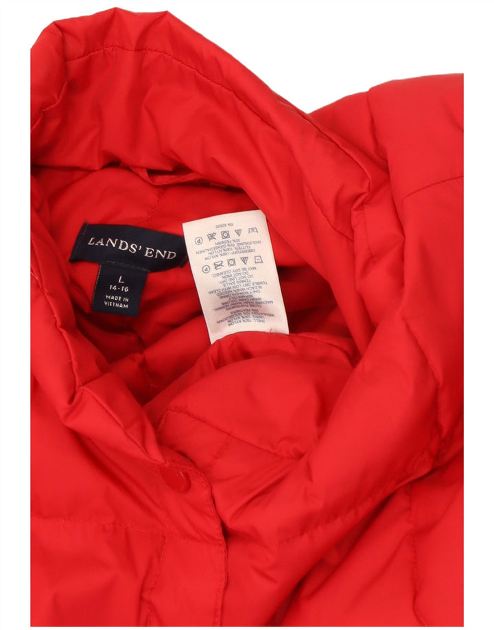 Lands End Womens Padded Gilet UK 16 Large Red Nylon