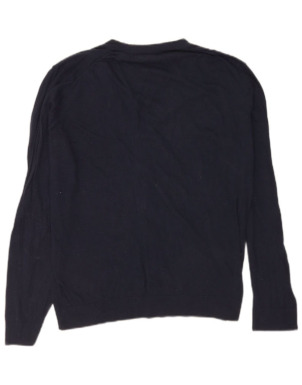 Benetton Mens Cardigan Sweater Small Navy Blue