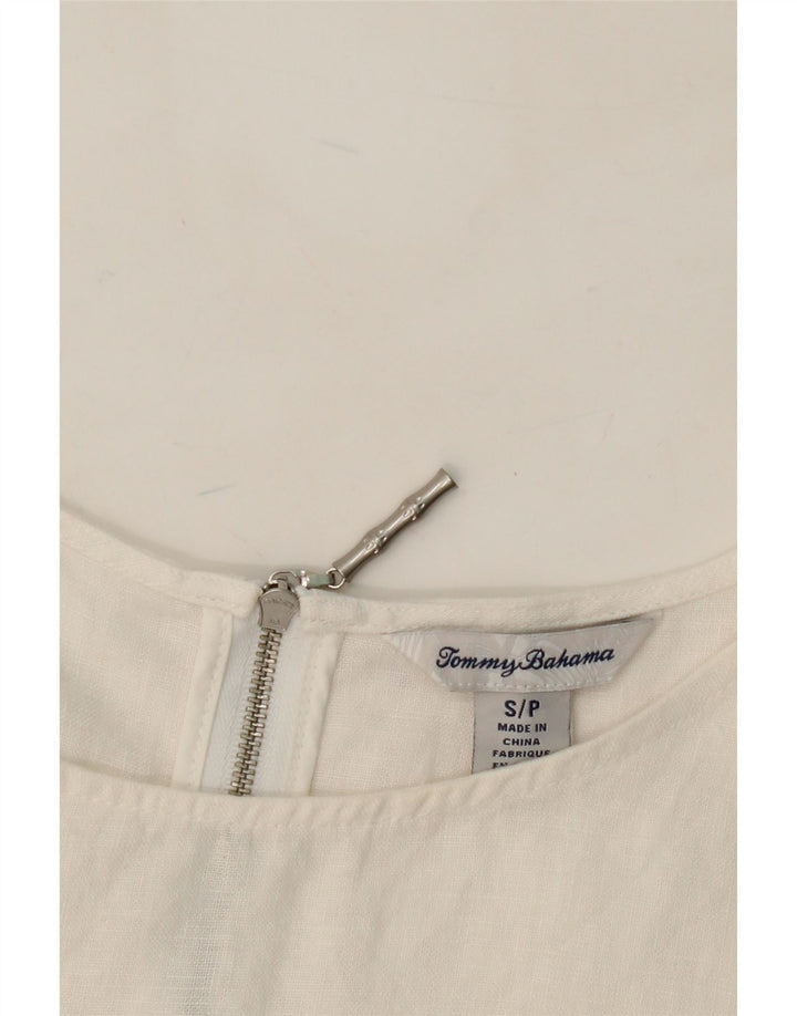 TOMMY BAHAMA Womens Basic Dress UK 10 Small White Linen Vintage Tommy Bahama and Second-Hand Tommy Bahama from Messina Hembry 