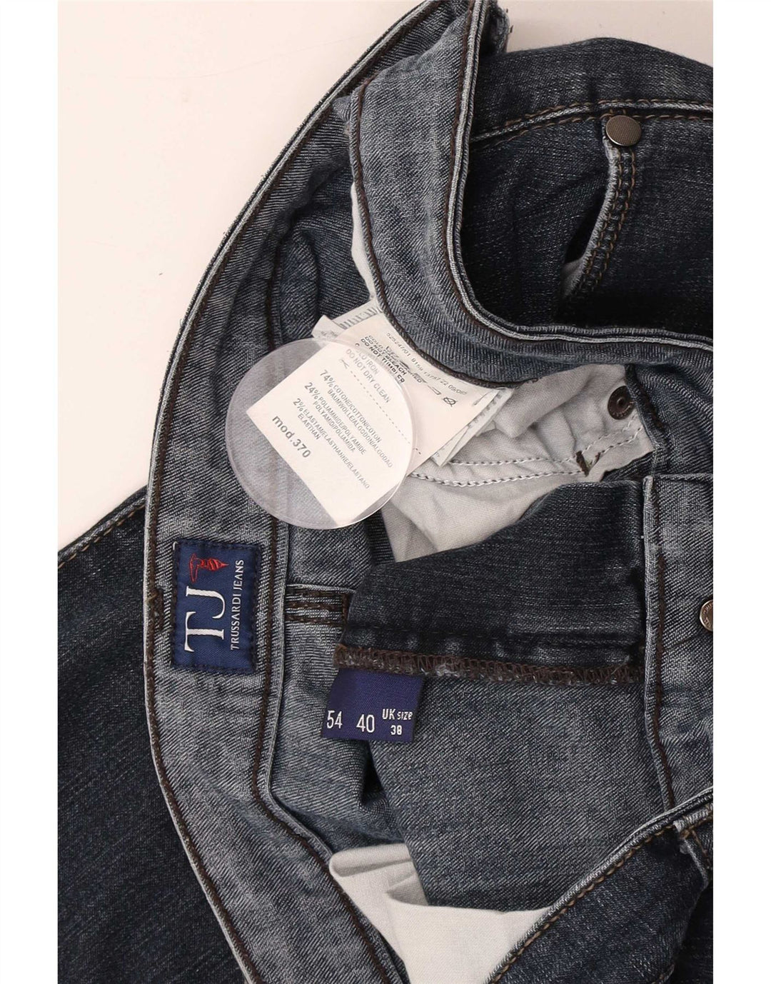 Trussardi Mens Slim Jeans W38 L34 Blue Cotton