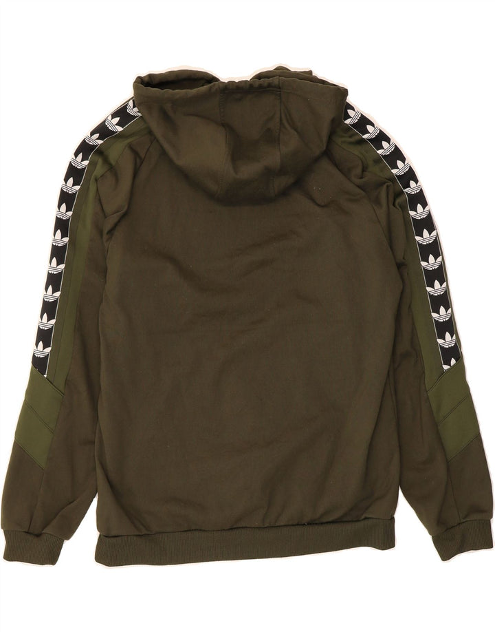 ADIDAS Mens Graphic Hoodie Jumper Medium Khaki Polyester Vintage Adidas and Second-Hand Adidas from Messina Hembry 