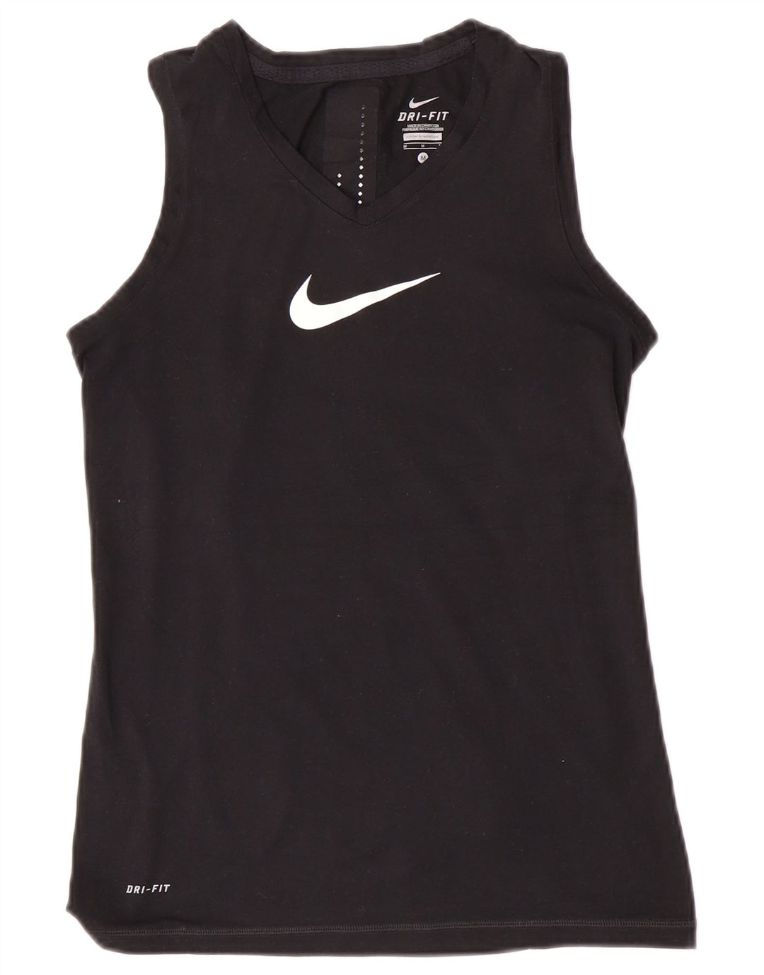Nike Womens Dri Fit Graphic Vest Top UK 12 Medium Black Polyester