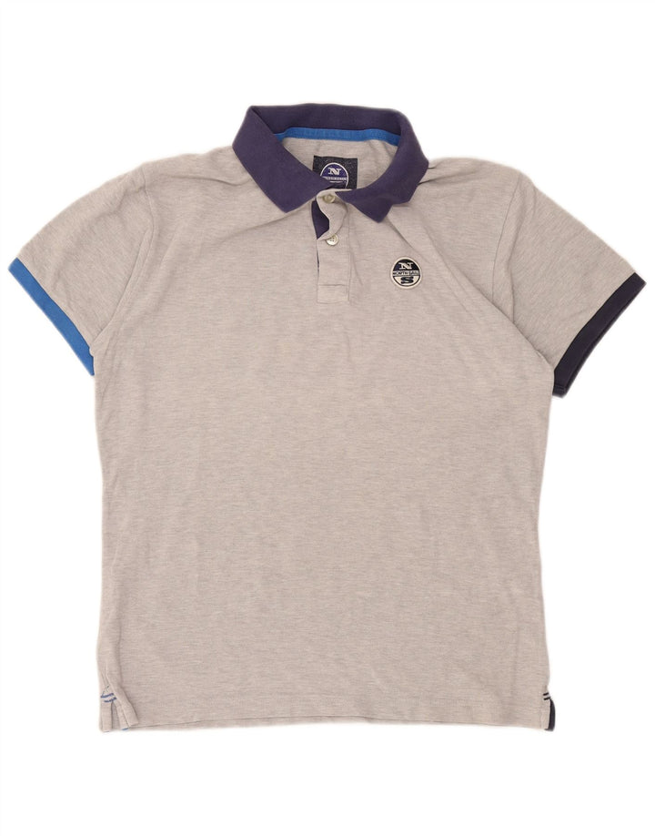 North Sails Mens Polo Shirt Large Grey Colourblock Cotton