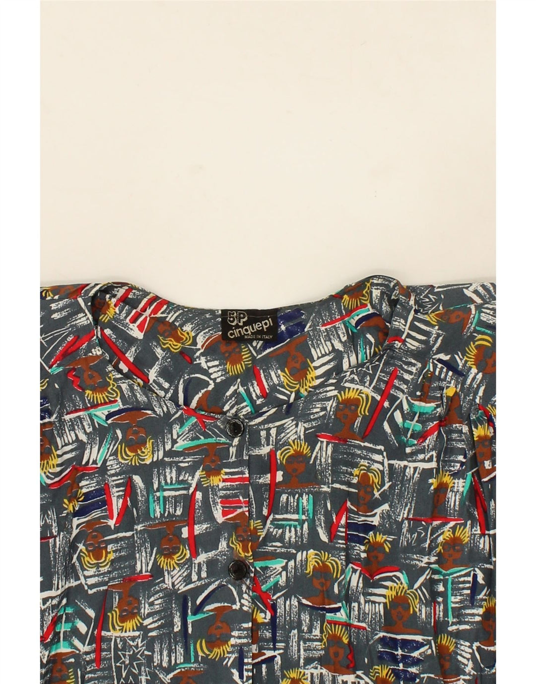 VINTAGE Womens Abstract Pattern Short Sleeve Shirt Blouse UK 18 XL Grey Vintage Vintage and Second-Hand Vintage from Messina Hembry 