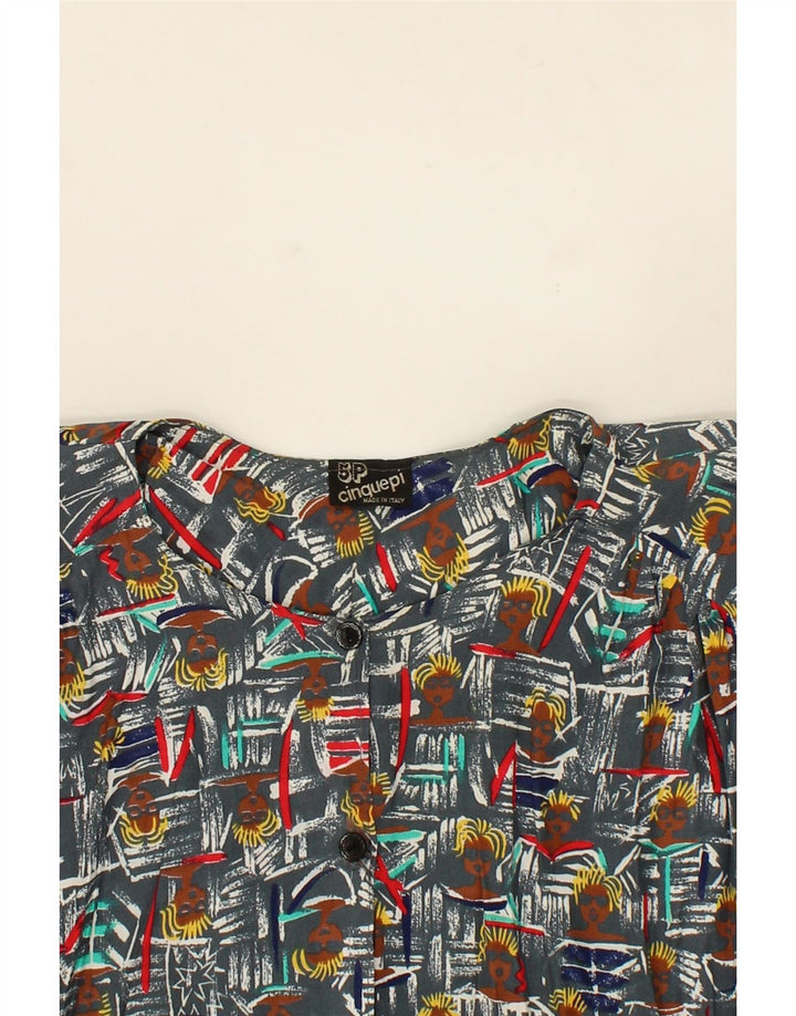 VINTAGE Womens Abstract Pattern Short Sleeve Shirt Blouse UK 18 XL Grey Vintage Vintage and Second-Hand Vintage from Messina Hembry 