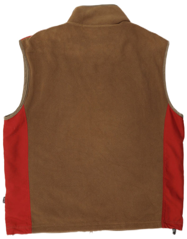 Kartel Mens Fleece Gilet UK 40 Large Beige Colourblock Polyester