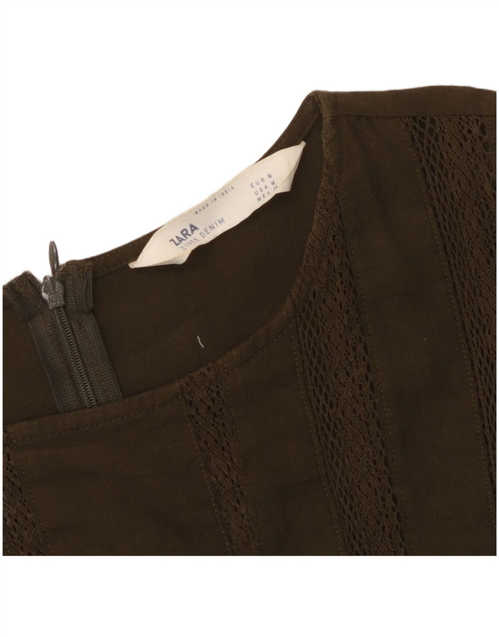 Zara Womens Playsuit UK 14 Medium Khaki