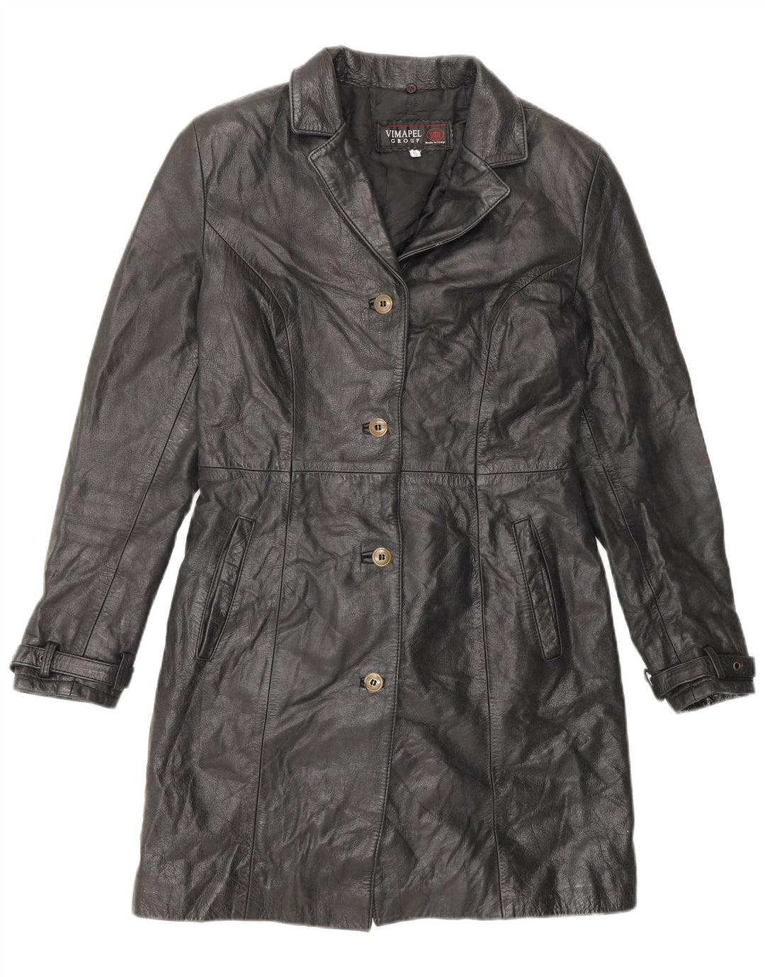 Vimapel Womens Leather Coat UK 10 Small Black Classic