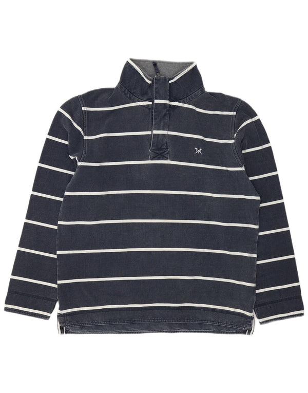 Crew Clothing Mens Zip Neck Sweatshirt Jumper Large Navy Blue Striped