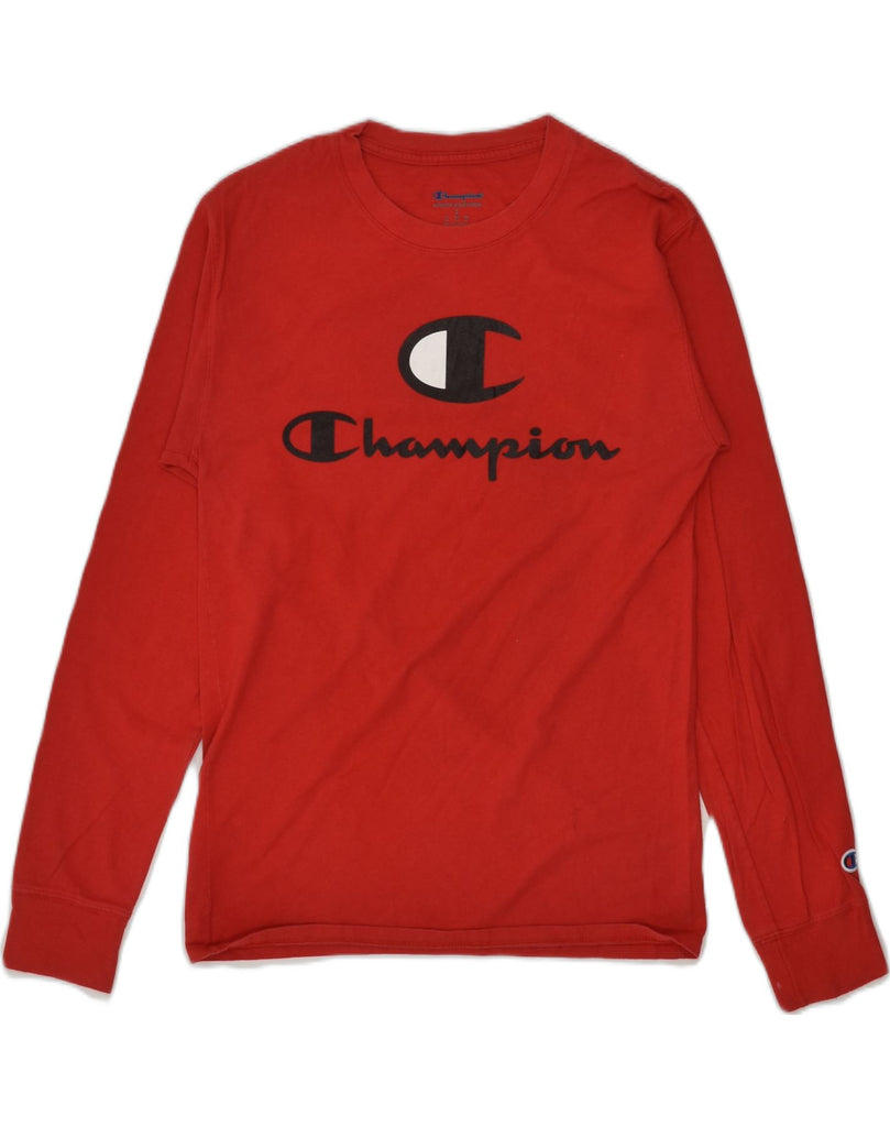 CHAMPION Mens Graphic Top Long Sleeve Small Red | Vintage Champion | Thrift | Second-Hand Champion | Used Clothing | Messina Hembry 