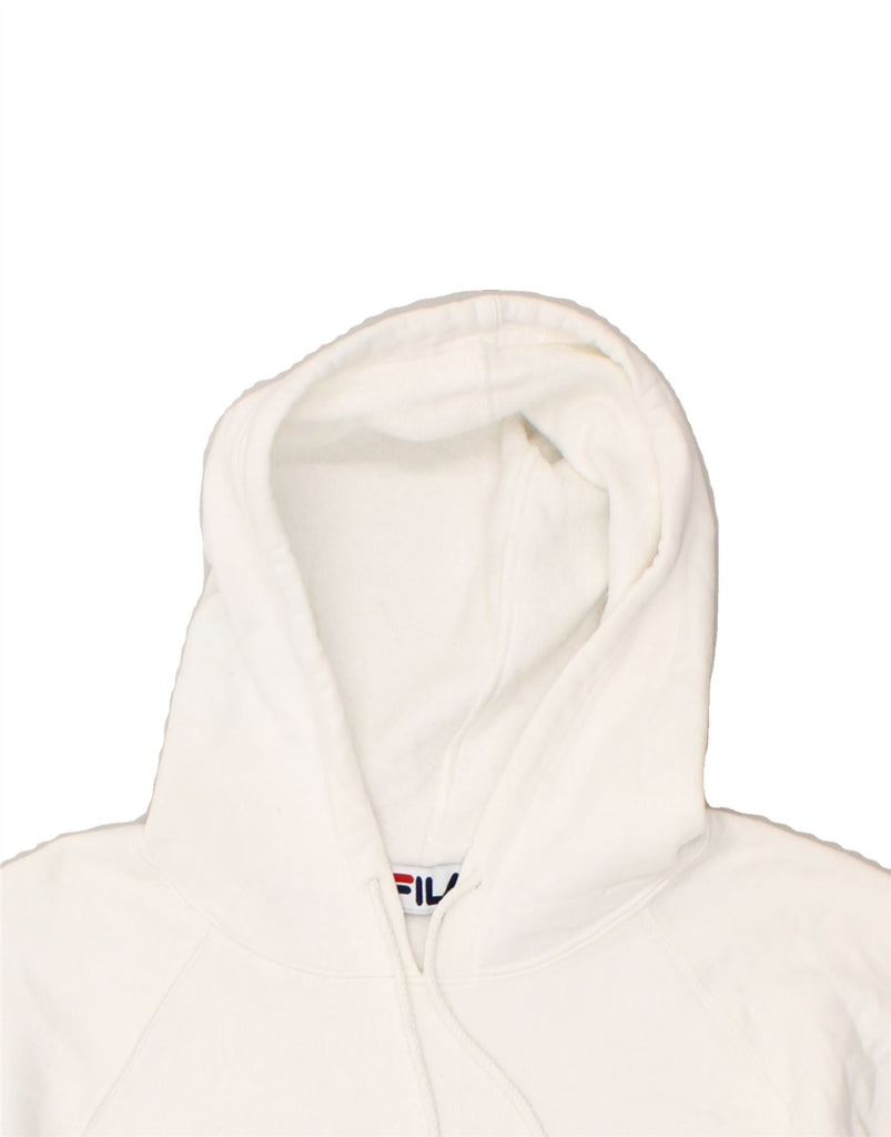 FILA Womens Crop Short Sleeve Hoodie Jumper UK 18 XL White Cotton Vintage Fila and Second-Hand Fila from Messina Hembry 